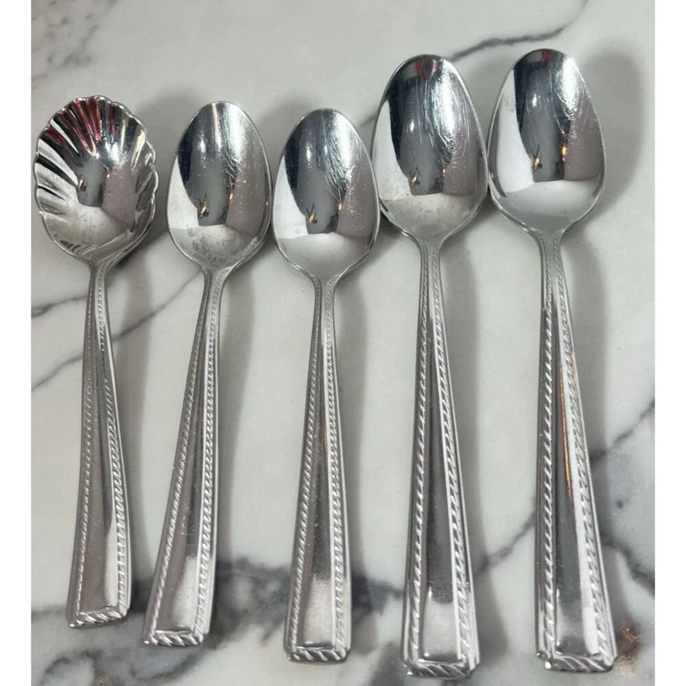5 Spoons Oneida Stainless Flatware IVY FLOURISH 18/10 Silverware